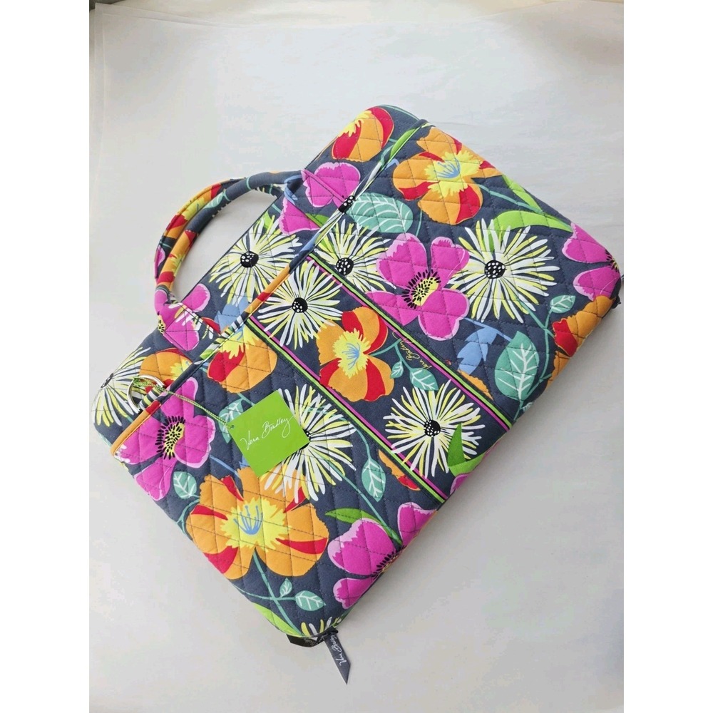 NWT Vera Bradley Large Laptop Bag Portfolio Jazzy Blooms Floral Multi quilted